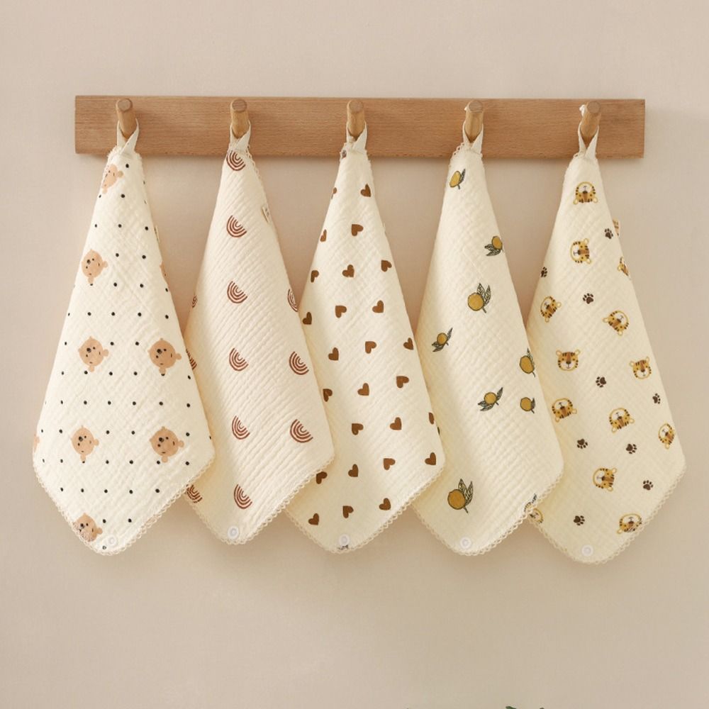 Baby Bibs Cotton Handkerchief Square Rainbow Pattern Soothe Towel Bear Pattern Pacifying Towel