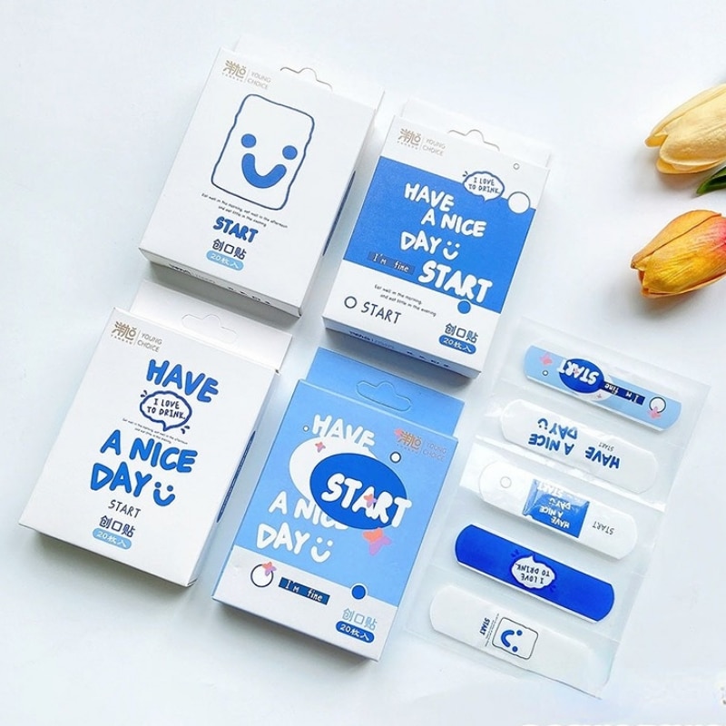 20pcs/box Skin Patches Curita Breathable Cartoon Band Aid Kawaii Medical Strips Wound Plaster First Aid Kits Adhesive Bandages