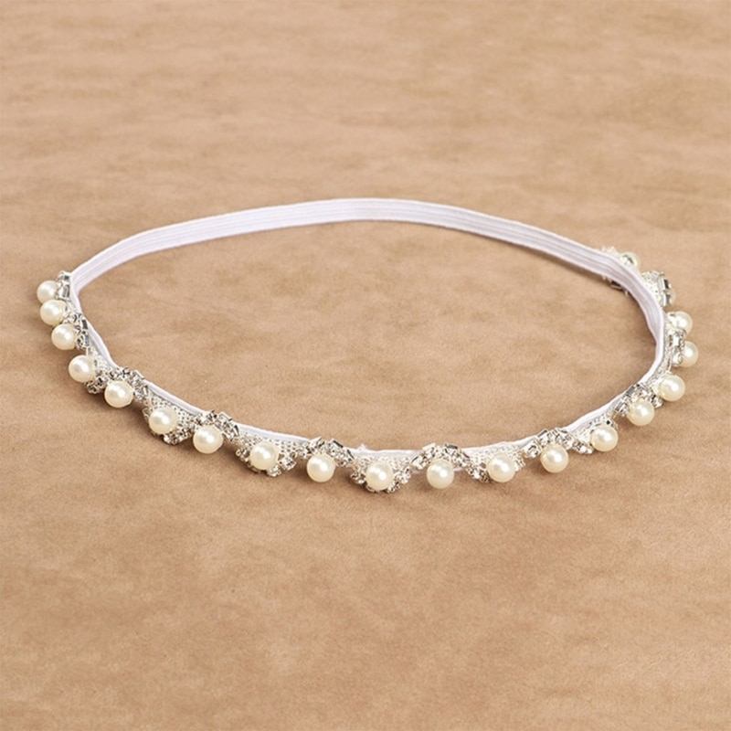 Newborn Photography Props Artificial Pearl Chain Headband Baby Photoshoot Props Elegant Hairband for Infant Boys Girls