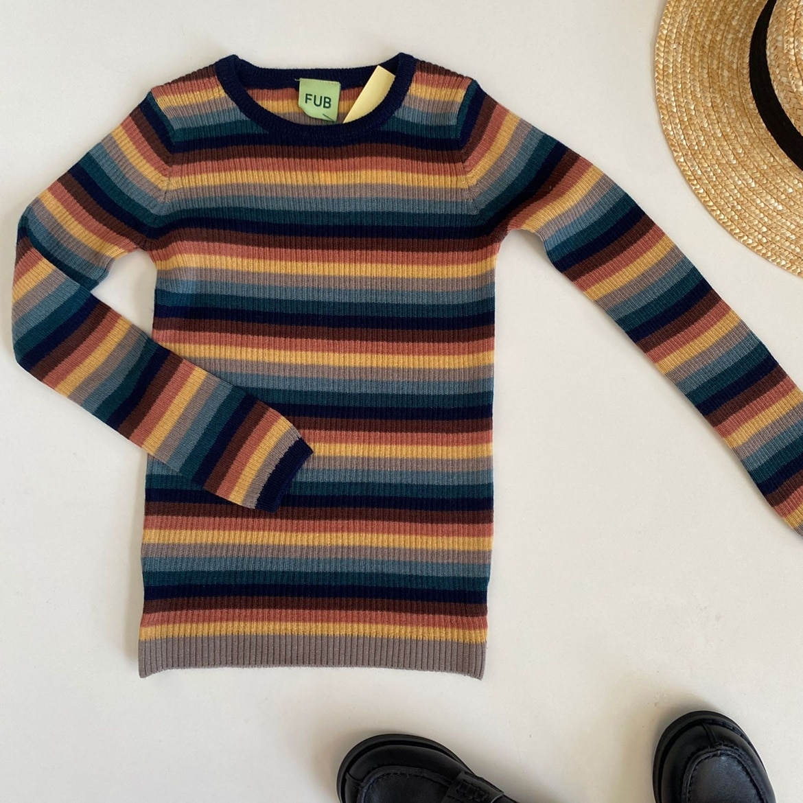 Jenny&Dave 2023 autumn and winter new style boys and girls f family soft merino wool sweater elastic color stripe bottom shi