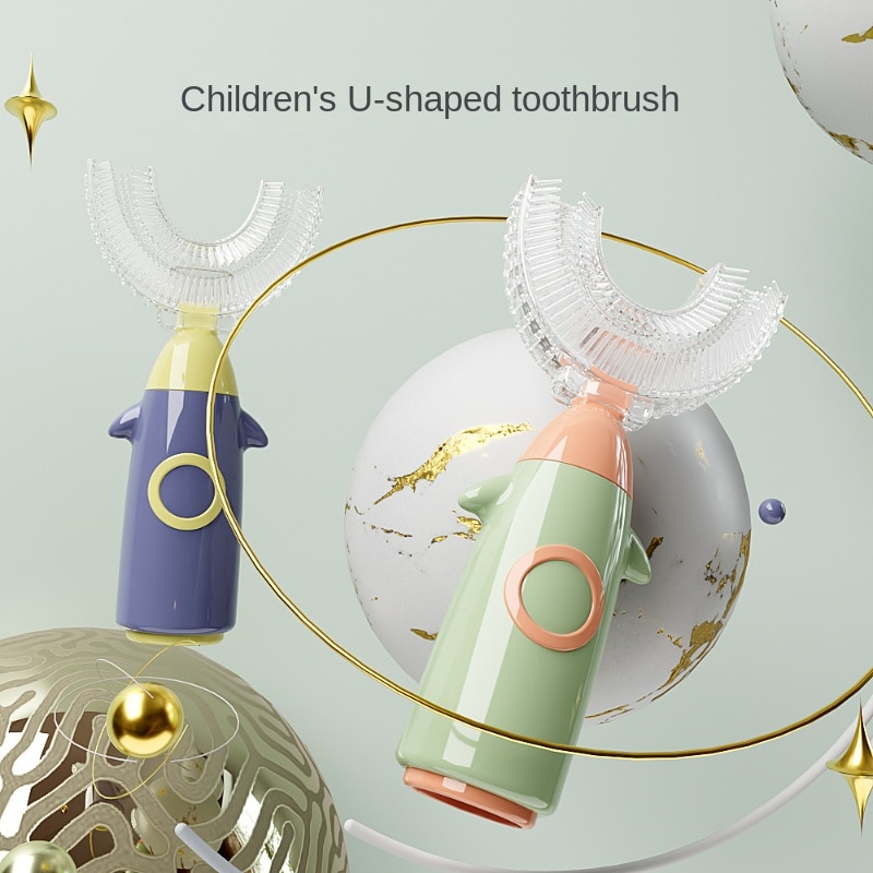 New manual children's U-shaped toothbrush silicone toothbrush soft hair mouth containing U-shaped children's training 