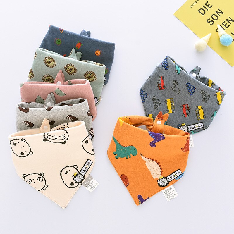 4Pcs Baby Bibs Soft Cotton Cute Animals Baby Drool Bibs Triangle Scarf Comfortable Drooling and Teething Towel Saliva Towel