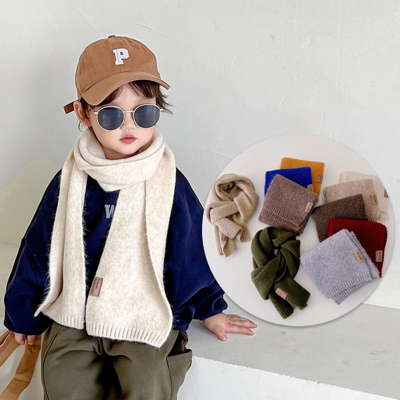 Autumn Winter Snood Collar Scarf Kerchief Shawl Korean Wool Cashmere Neck Gaiter Warmer for Children Kids Boys Girls Accessories