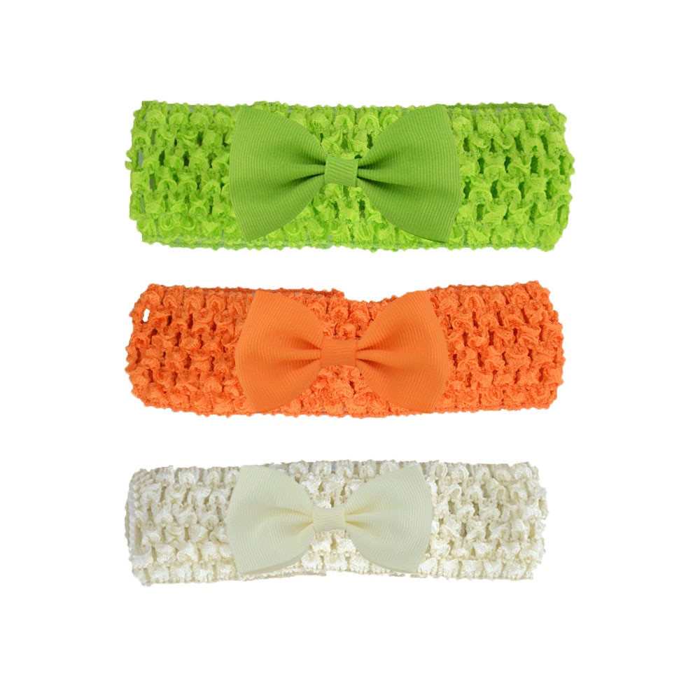 3pcs Children's Bow Hair Ribbon Solid Color Ribbon Small Bow with Elastic Knit Headband Newborn Photography Baby Turban