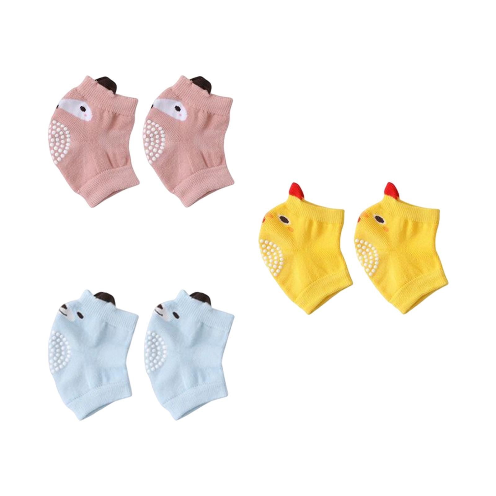 3 Pairs Baby Knee Pads Cartoon Anti Slip Mesh Thin Cotton Baby Crawling Protector for Walking Outside Newborn Floor Summer Boys