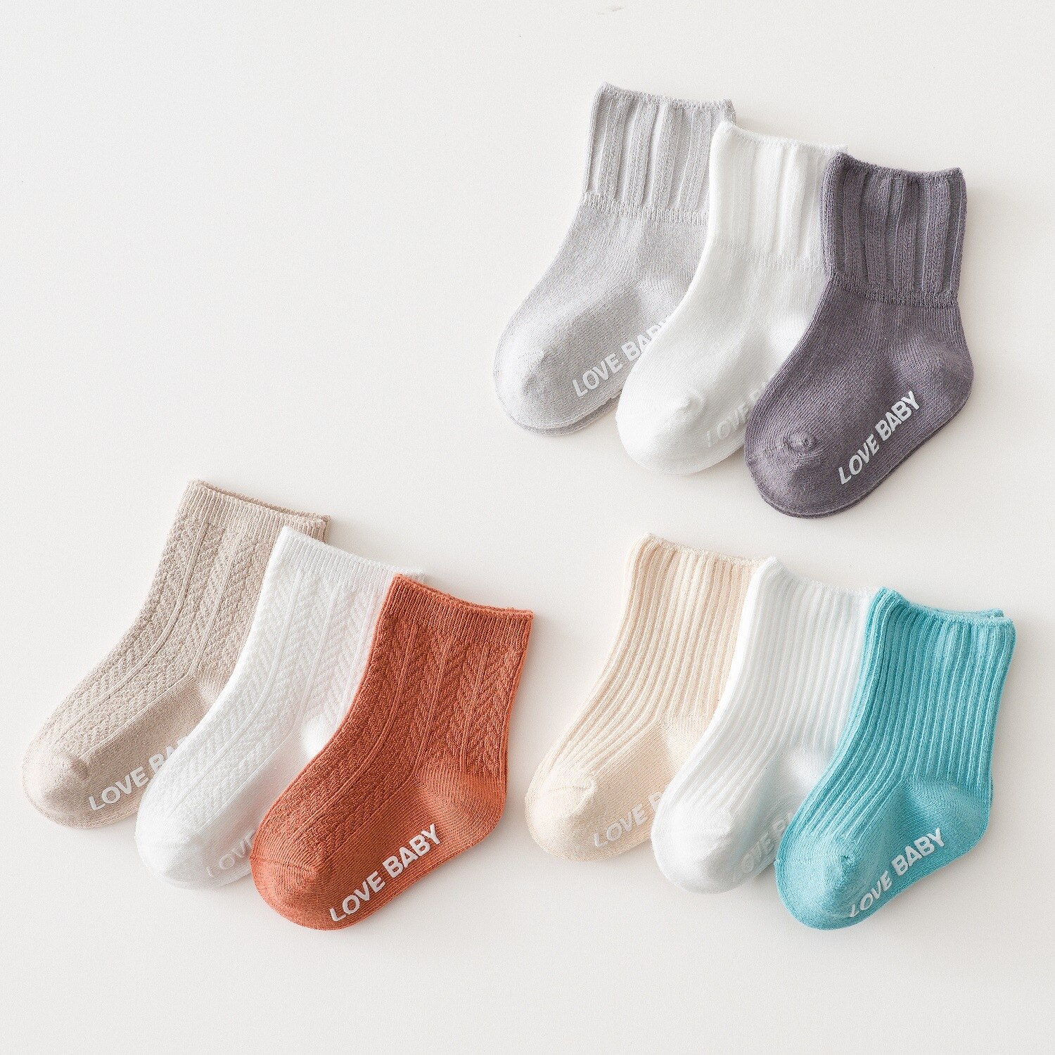 3 Pairs/Set Kids Socks Newborn Baby Prewalker Winter Solid Cotton Skidproof Floor Socks Autumn Infant Boy Girl Cute Sock 0-5Y