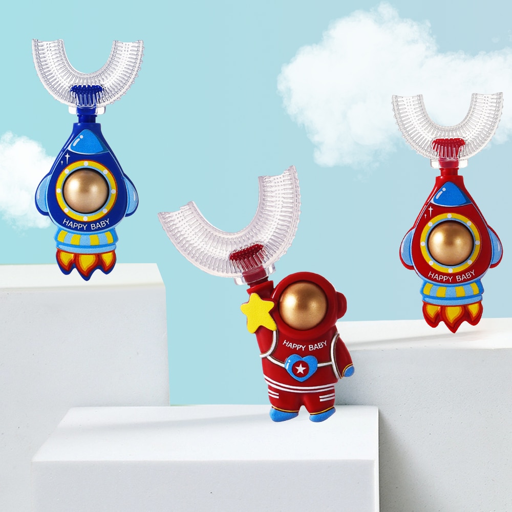 360° Deep Cleaning Kids Toothbrush Soft And Bite-resistant U-shaped Children Toothbrush Baby Food Grade Silicone Teeth Care