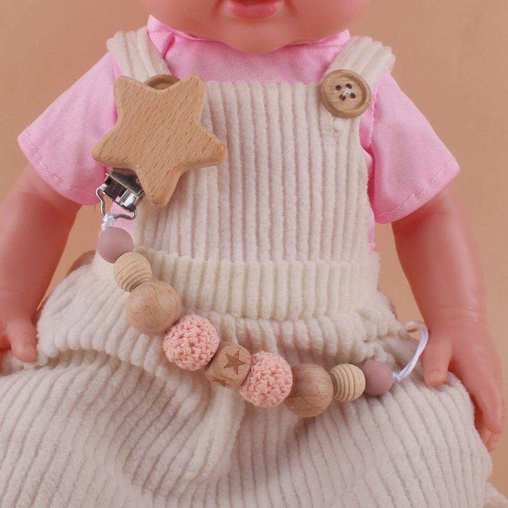 Creative Infant Pacifier Clip Cartoon Star Safe Baby Pacifier Chain Smooth Soothe Beech Baby Pacifier Clip Chain Baby Supplies
