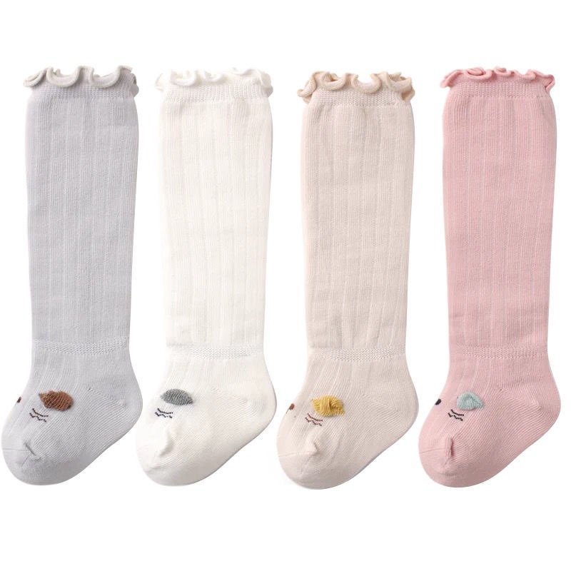 4Pairs Soft Cute Kids Knee High Socks Baby Boys Girls Cotton Breathable Soft Socks Newborn Infant Long Socks Suit For 0-3Y