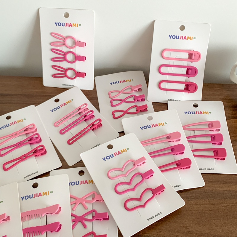 Korean 3pcs Pink Hair Clips Cute Gradient Princess Barrettes for Girls Headwear Children Bangs Hair Clips Kids Hair Accessories