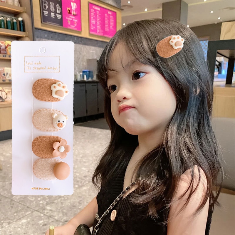 4/5Pcs Cute Cartoon Animal Hair Pin Bang Side Clip Korean Princess Kids Girls Bow Hairpin Headband for Children Baby Accessories