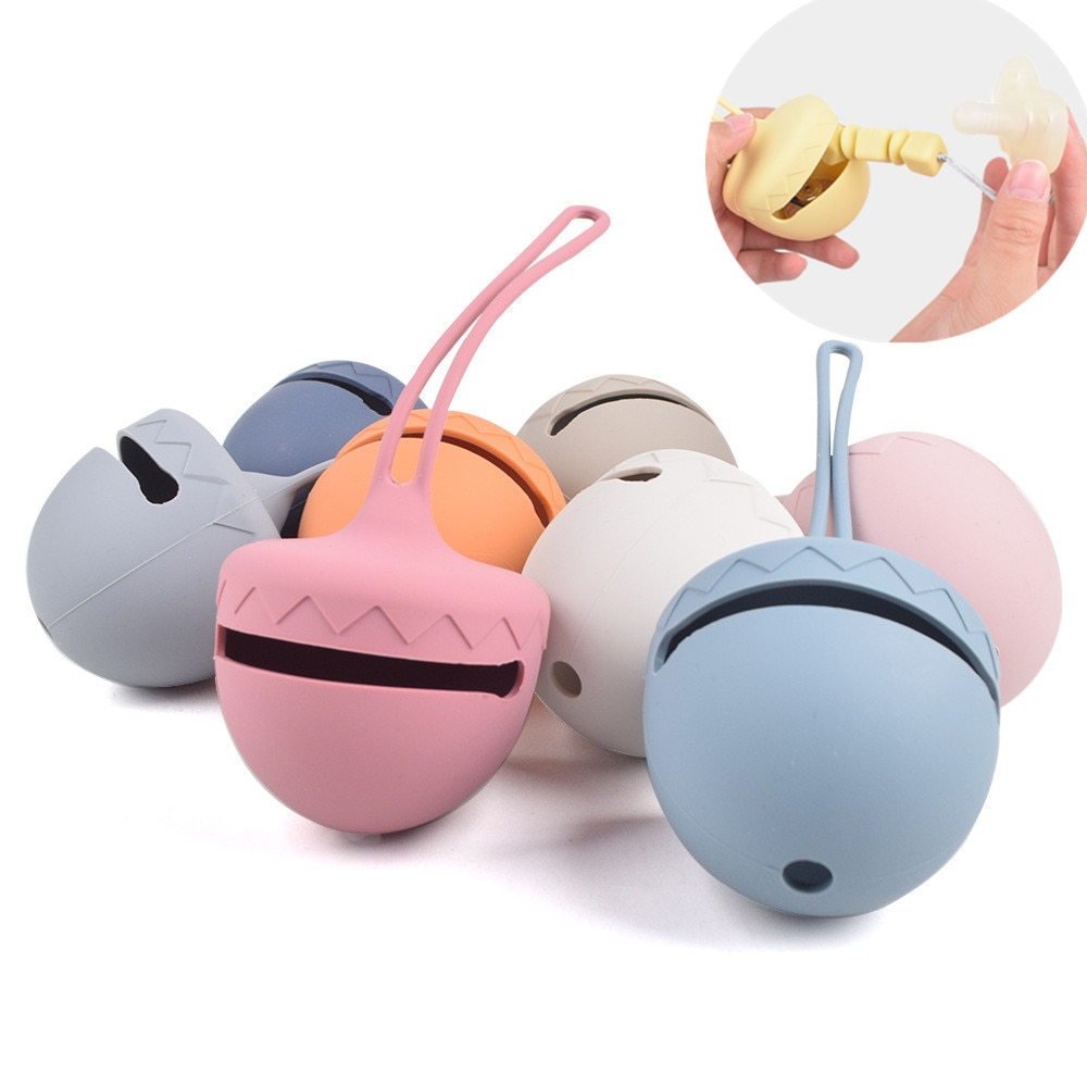 Baby Silicone Nipple Holder Nut Shape Pacifier Container Box Keep Pacifier Case Pacifiers Clip Storage Box Teat Accessories