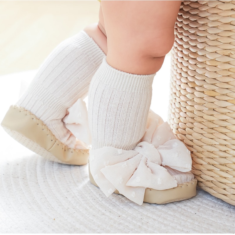 New Spring Autumn Baby Girls Socks Newborn Baby Bowknot Socks Infant Baby Socks Anti Slip Soft Cotton Floor Sock Shoes