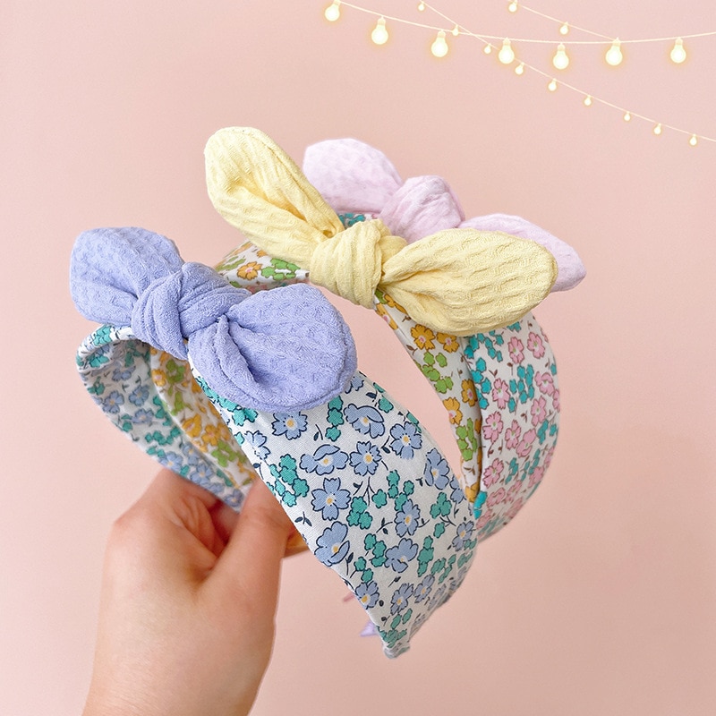 New Three-dimensional Rabbit Ear Wide Band Hair Band Children's Sweet Cloth Art Floral Headband Girl Hair Clip