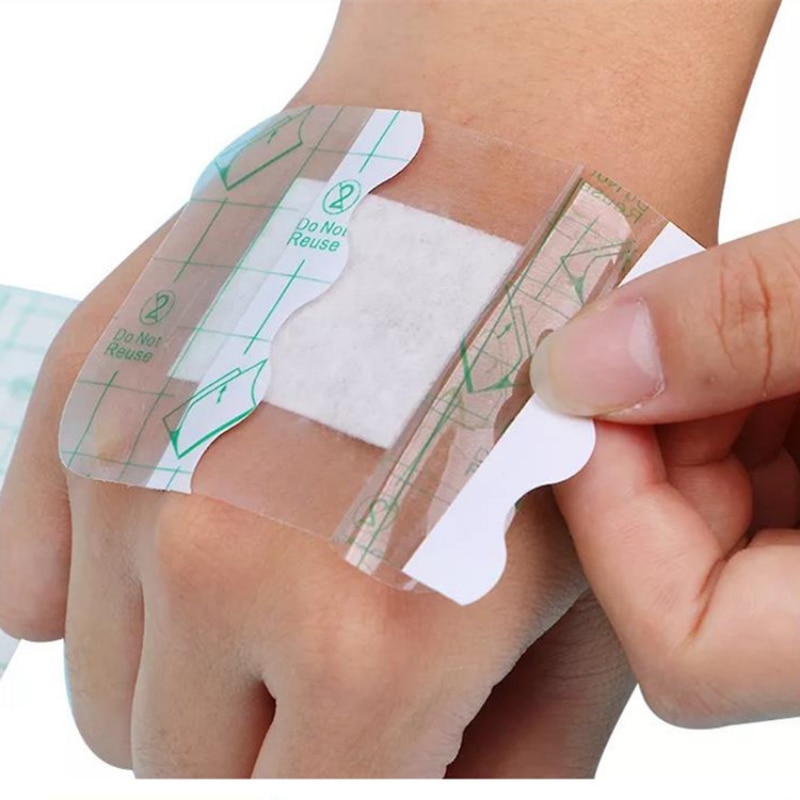 50pcs/set 5*5cm Waterproof Sterile Dressing Transparent Medical Tape Patch PU Band Aid Adhesive Bandages Wound Plaster