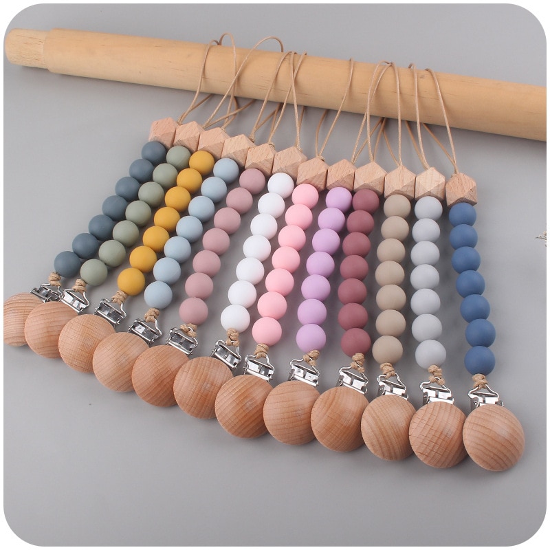 Pacifier Clips Chain Silicone Beads BPA Free DIY Dummy Clip Holder Soother Chains Baby Teething Toys Chew Gifts