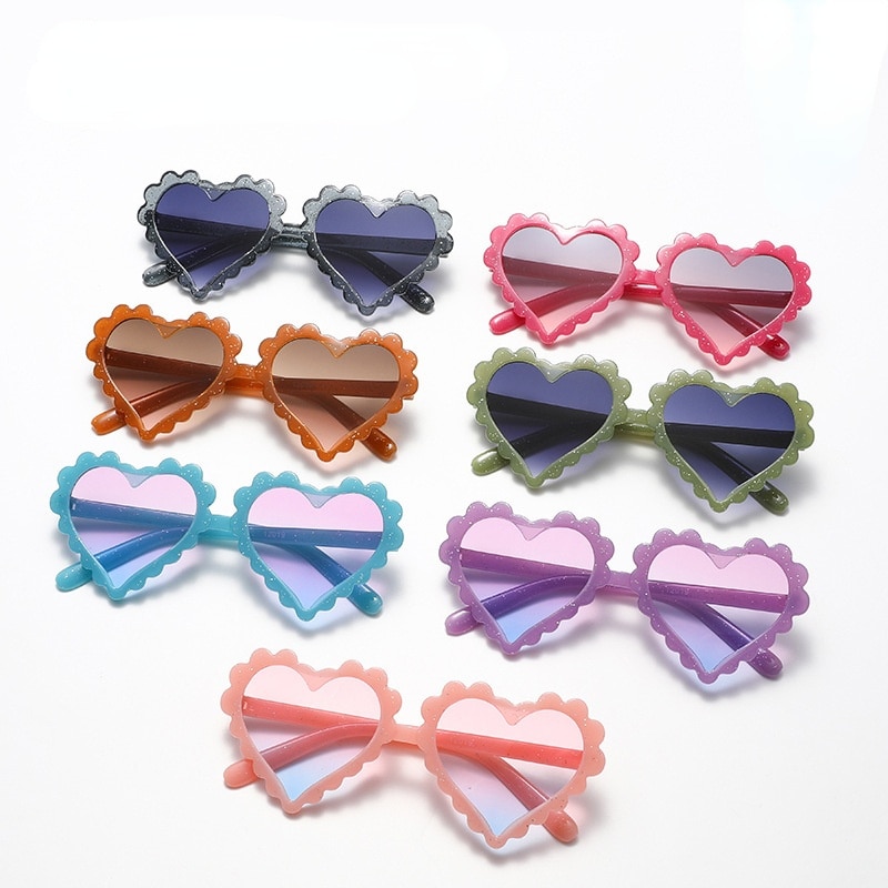 New Version of Peach Heart Boy Girl Sunglasses Kid Eyeglasses Beach Eyewear Gradient Love Cute Sunglasses Outdoor 3-10 Years