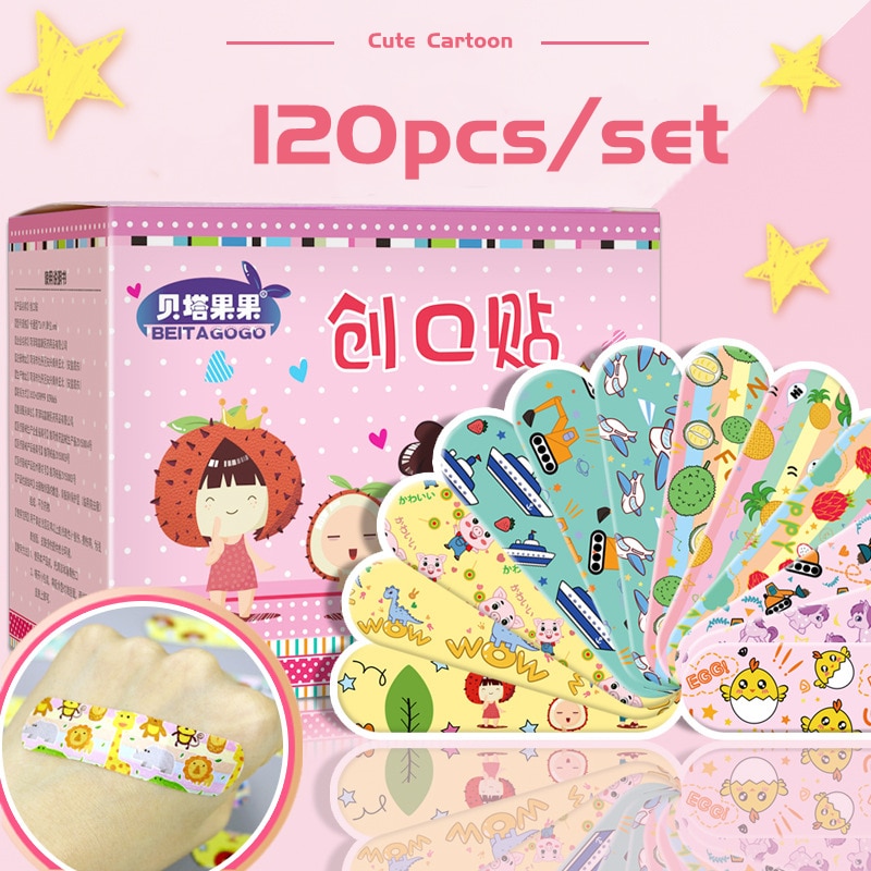 120PCS/SET Cartoon Bandages Band-aid Bandages Wound Plaster First Aid Hemostasis Band Aid Sterile Stickers Parche Infantil
