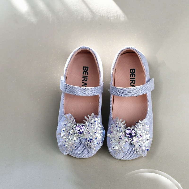 Dreamy color Girls Flat shoes Lce Princess Crystal Kids Mary Jane Garden shoes Snowflake Paillette Children's casual Shoes