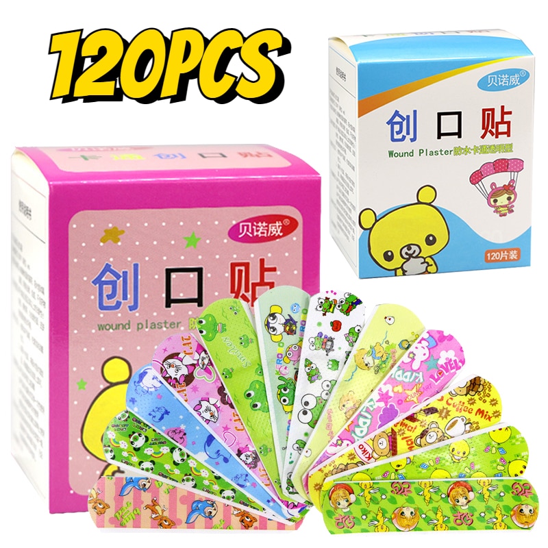 120PCS/Lot Cartoon Animal Print Band Aid Hemostasis Adhesive Bandages First Aid Emergency Kit Wound Plaster Patches for Kids