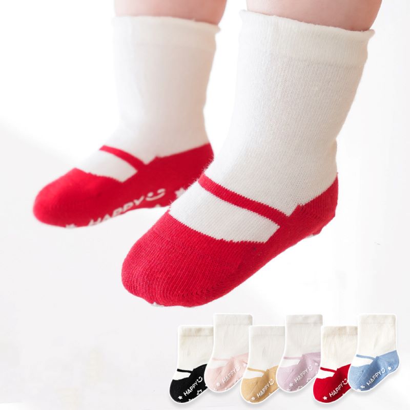 New Baby Children's Non-slip Spring Summer Cotton Socks Solid Color Baby Foot Socks Cotton Boy Toddler Socks