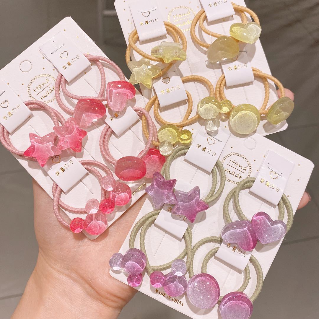 [8-Piece Set] Children's Hair Accessories New Baby Rubber Band Jelly Transparent Cartoon Stars Does Not Hurt The Hair Headd
