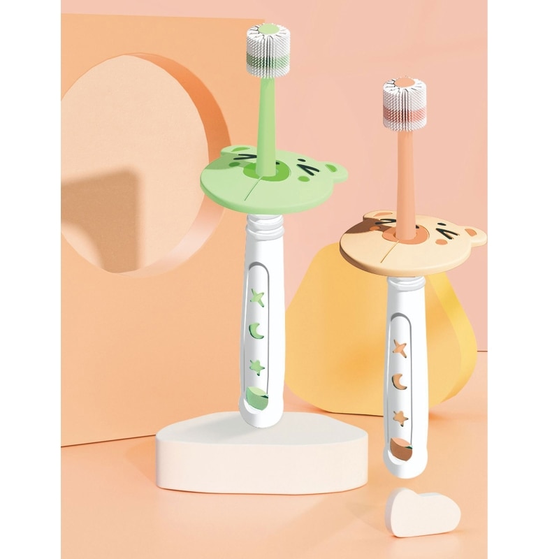 Baby 360-degree Free Rotation Toothbrush Children Safety Soft-bristled Toothbrush Newborn Kids Soft Silicone Training Toothbrush