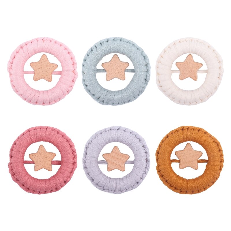 Newborn Rattle Ring Star Pacifier Teether Baby Shower Gift Handmade Crochet Teething Toy 3-9M Infant Fine Motor Toy