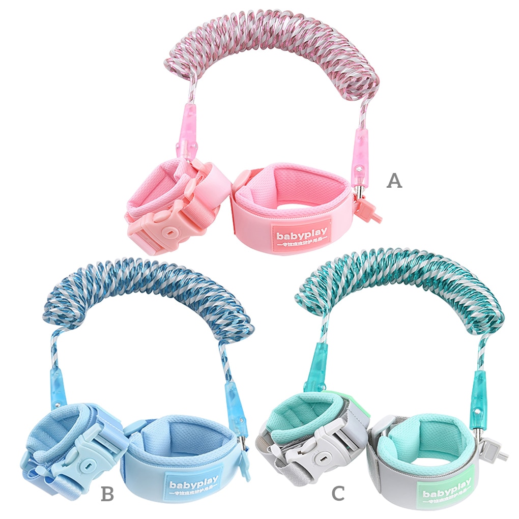 Kids Anti Lost Rope Reflective Leash Strap Wrist Link Baby Secure Walking Harness with Key Lock Green 1 5m