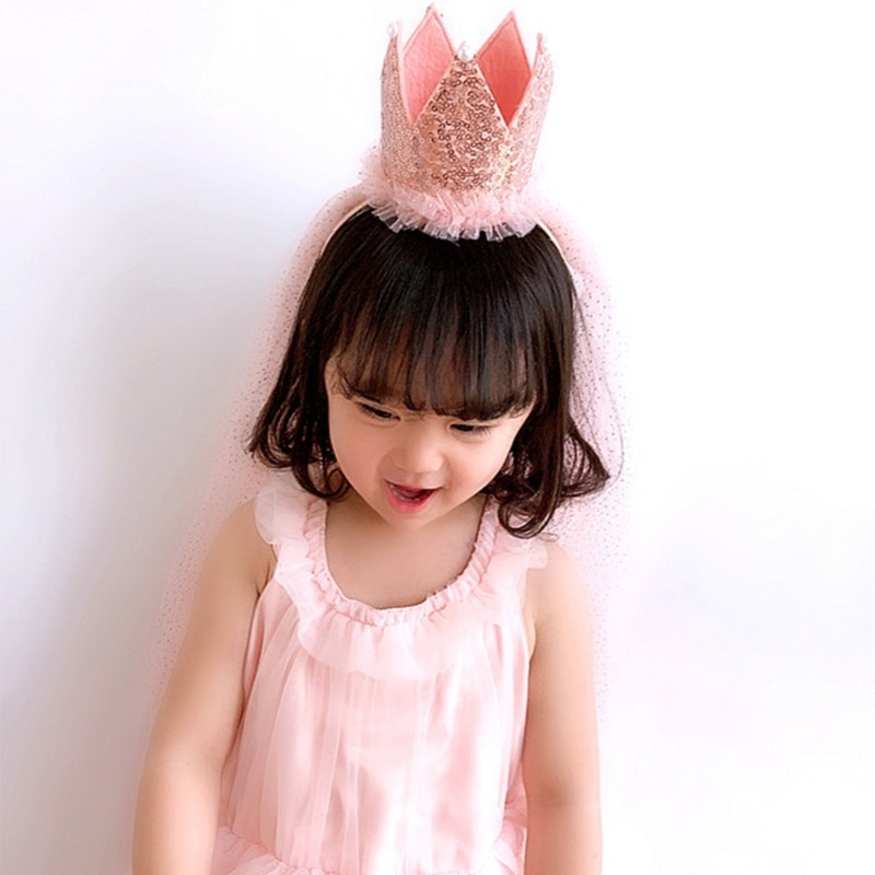 Princess Headband Veil Tiaras Birthday Party Crowns For Girl Princess Crowns Birthday Crowns Birthday Party Headband
