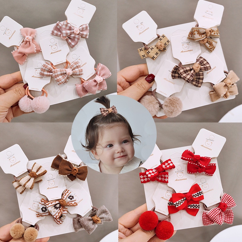 10Pcs/Lot Sweet Hair Band Girls Hair Ties Bows Elastic Rubber Band Flower Small Ball Scrunchies Baby Kids Hair Accessories