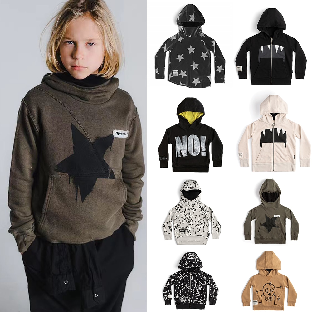 2-14 years old 2023 new Stylish Warm Hoodies nununu Boys Kids Girls sleeve hooded children's Clothing Spring stitching swea