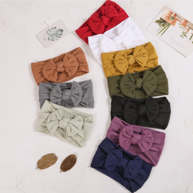 Baby Headband Cable Newborn Bow Babies Soft Nylon Headbands for Girls Elastic Bowknot Children Turban Baby Hair Accessories