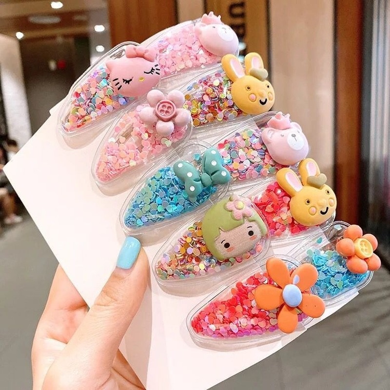 5Pcs Mix Color Barrette Baby Hair Clip Flow Sofa Clip Baby Girls Barrettes Bangs Hairpins Girl Hair Clip Accessories Photo Prop