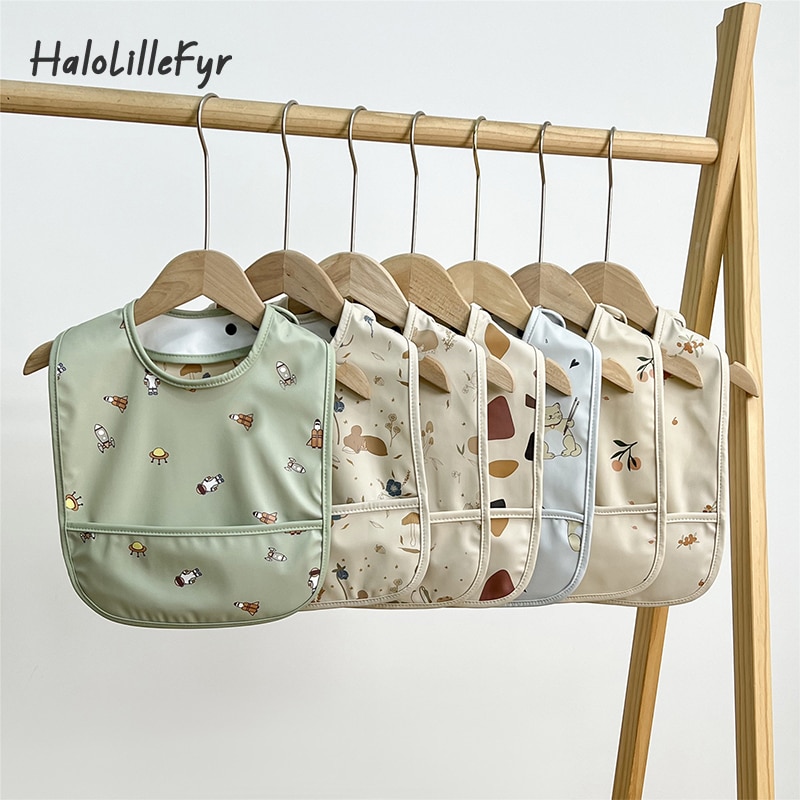 Baby Feeding Bib Burp Cloth PU Waterproof Infant Scarf Bandana Bibs for Newborn Food Supplement Anti-dirty Saliva Towel Pocket