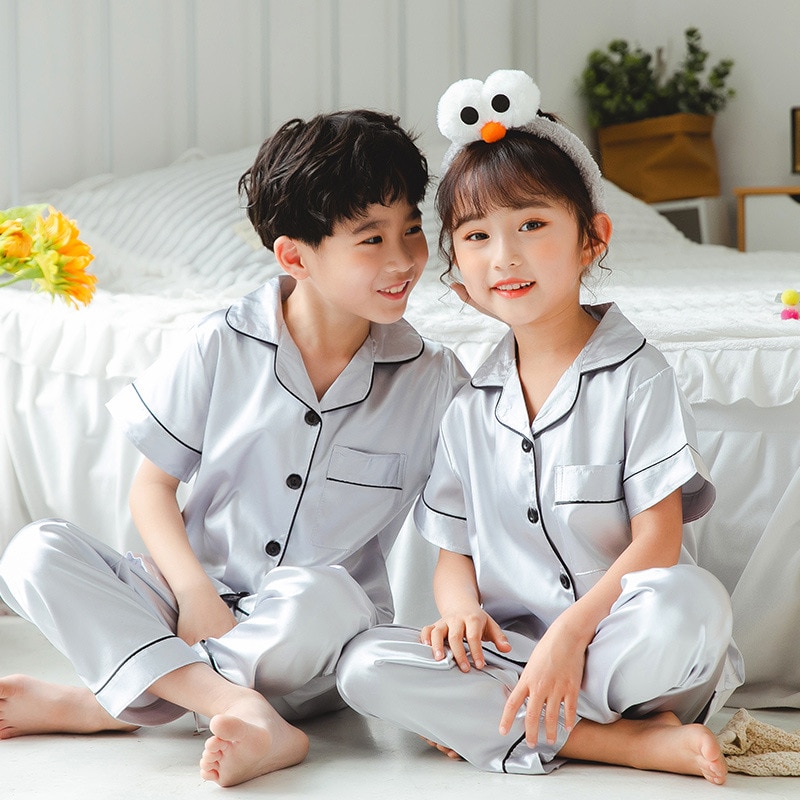 3 5 7 9 11 13 Years Children Satin Pajama Sets Pyjamas Kids Baby Sleepwear Girls Pyjamas Teen Pajama Kids Silk Pajamas Girls Pjs