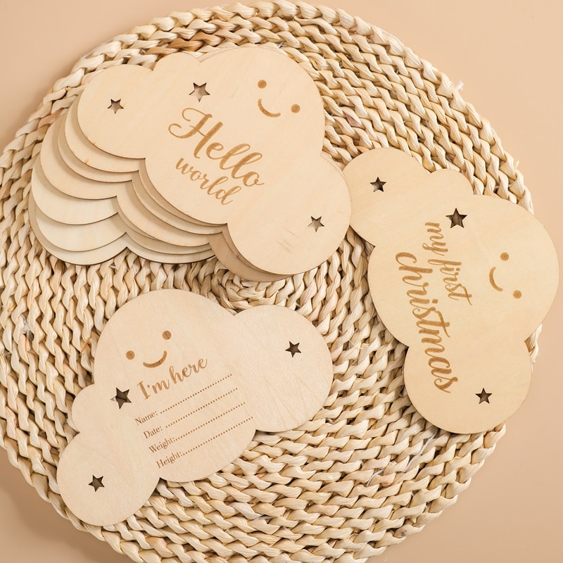 1 Set Milestone Cards for Babies Wooden Milestones Memorial Monthly Commemorative Birth Cute Baby Photo Birthday Shooting Props