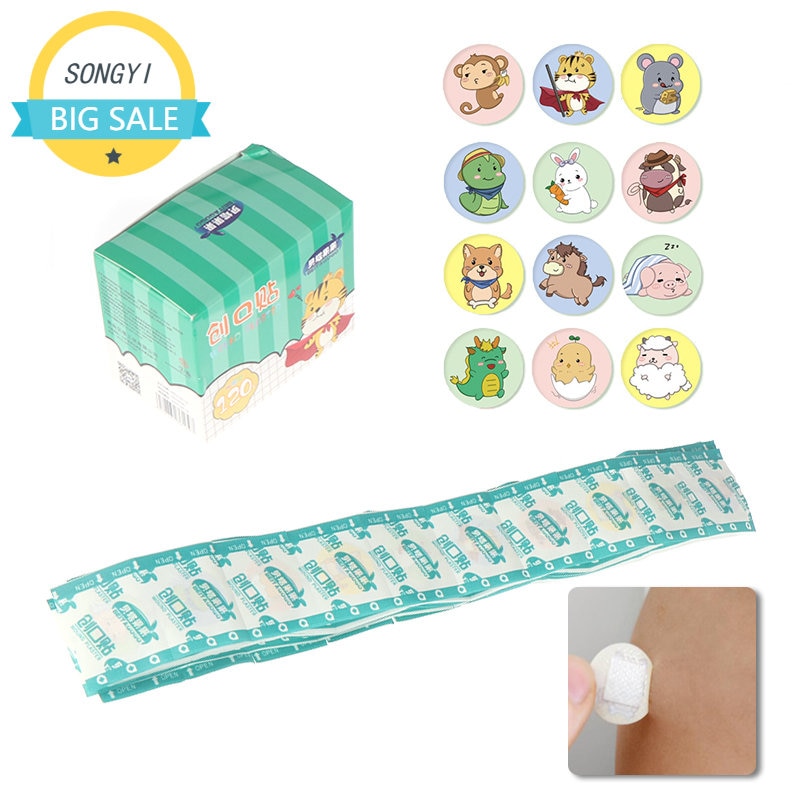 120Pcs/box Waterproof Breathable Round Band Aids Adhesive for Children Wound Care First Aid