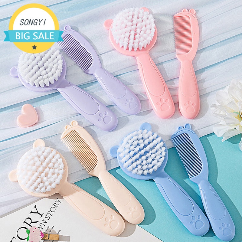 2Pcs/Set Cute Kids Baby Hair Brush and Comb Set for Newborns & Toddlers Baby Brush Soft Bristles Perfect Baby Gift