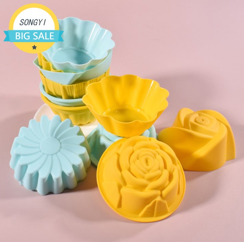 Silicone Cake Mold Flower Shaped Muffin Cupcake Baking Molds Kitchen Cooking Bakeware Maker DIY Cake Decorating Tools