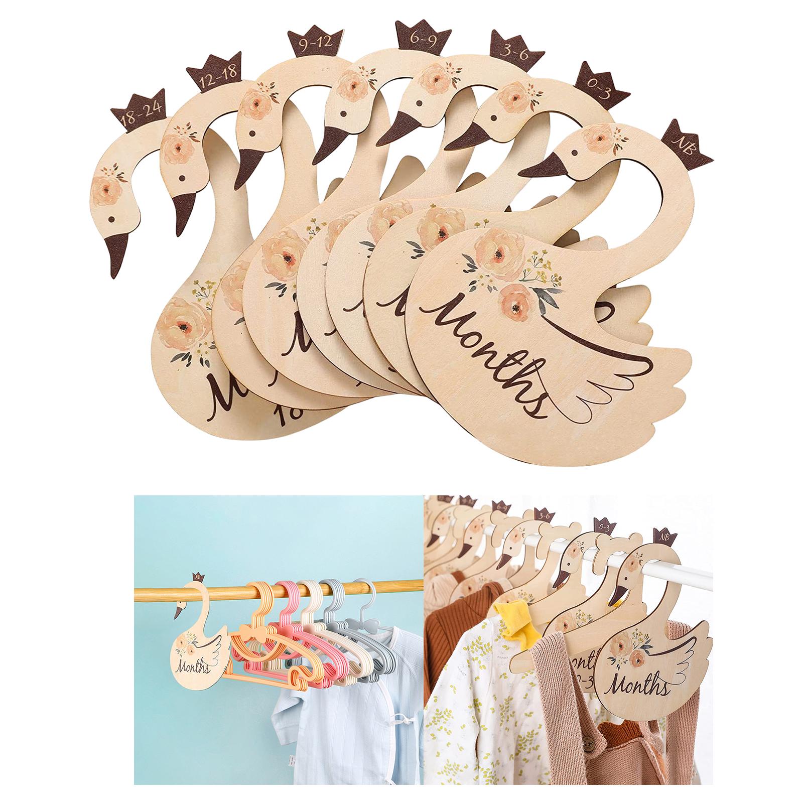 7Pcs Wooden Baby Closet Dividers Hanger Dividers Beautiful Cloth Organizer Toddler Kids Clothes Divider Unisex for Holiday Gifts