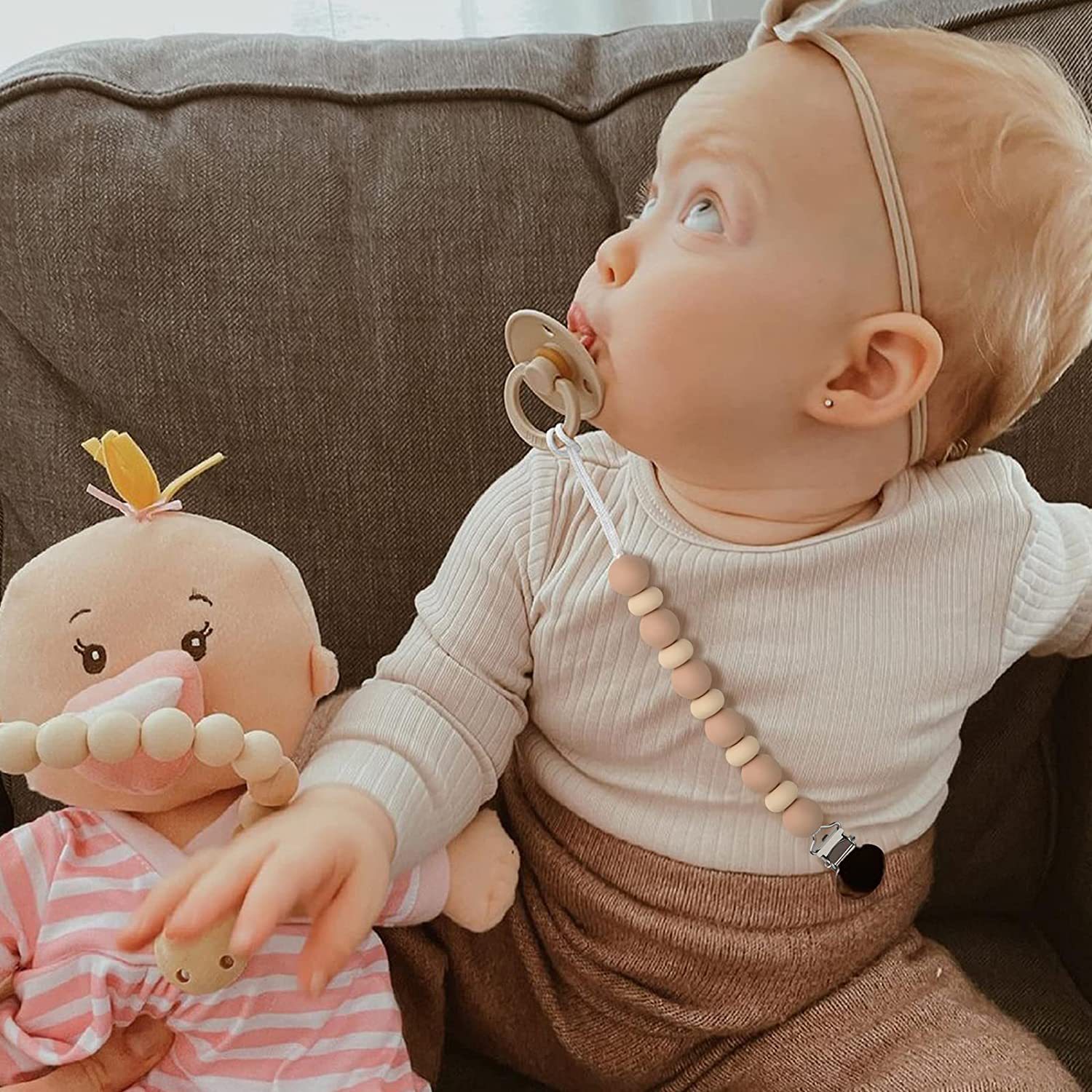 BPA Free Chew Silicone Beads Baby Pacifier Chain Clip DIY Baby Teething Toy Anti Drop Nipple Pacifier Holder Soother Dummy Clip