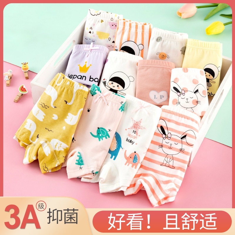 4pcs/Lot Cute print cotton underpants Girls Panties Kids Cotton Underwear Children Briefs Cartoon Short girls Boxer underwear
