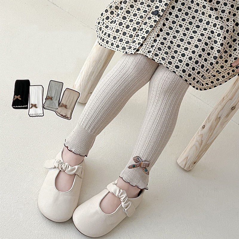 Cotton Leggings For Girls Spring Autumn Cute Bow Tights Pants Children Girl Petal Sweet Legging Fashion Kids Stripe Trousers