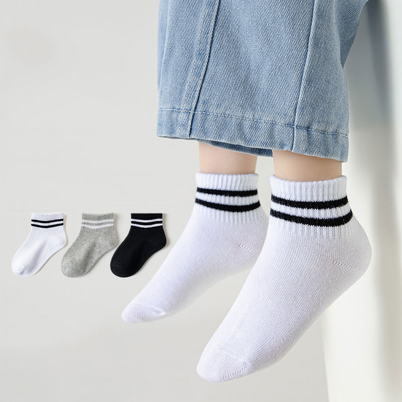 5 Pairs Children's Cotton Socks Spring Summer Solid Color Socks Baby Boys and Girls High Elastic Sport Socks Kids Ankle Soc
