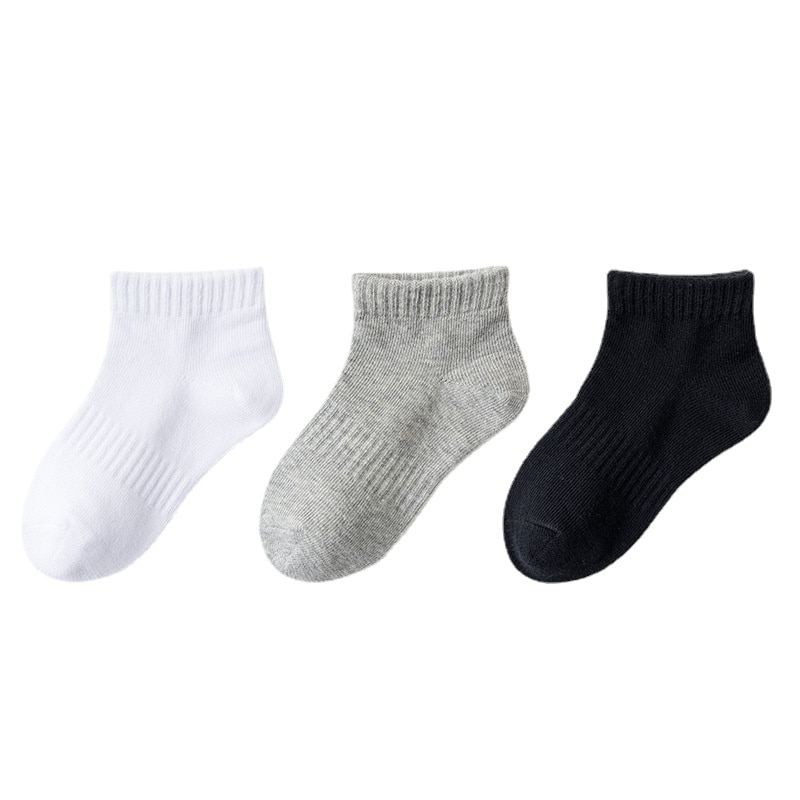 5 Pairs/lot 1-12 Years Boys Girls Socks Spring Summer School Pure Color White Cotton Student Sports Socks Children's Boat S