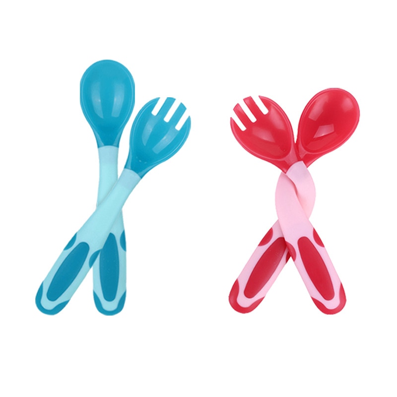 Spoon Fork Training Feeding Tableware Cutlery Utensils Silicone Bendable Temperature Sensing for Newborn Baby Food Accessories