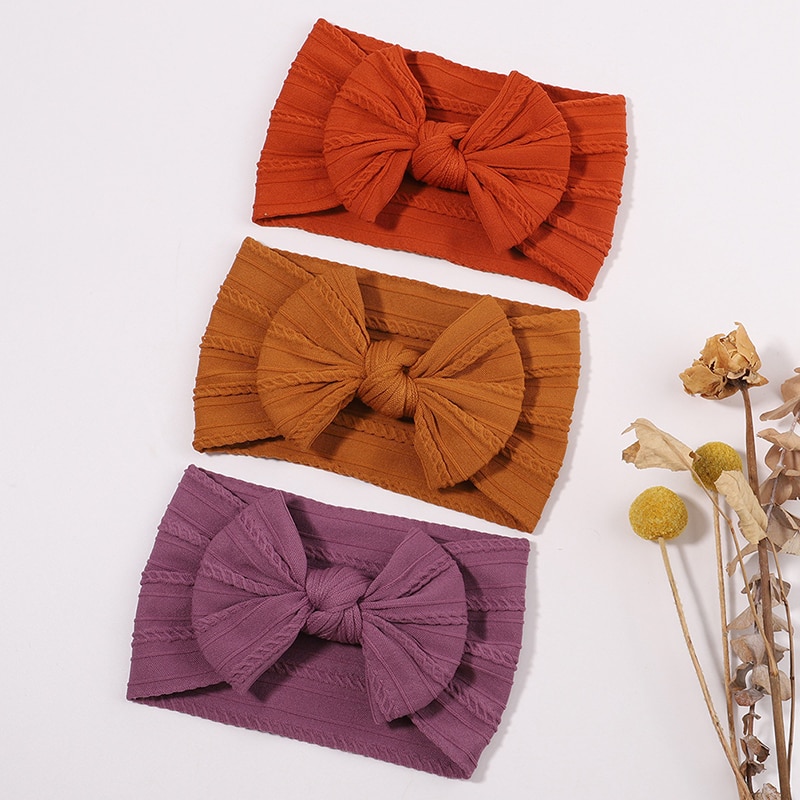 Big Bow Headband Knitted Beanies Soft Baby Hat Newborn Girls Boys Turban Hat Newborn Infant Cap Toddler Headwraps Kids Headwear
