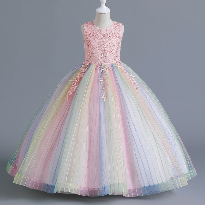 Summer Girl Princess Skirt Dress skirt Dinner Skirt Sleeveless Sweet mesh rainbow pompous skirt CL522