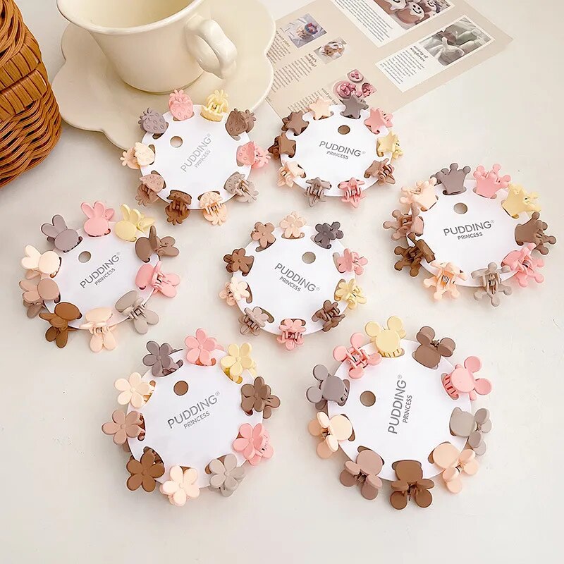 10Pcs/set Kids Matte Plastic Mini Hair Claws Clips Baby Girl Sweet Small Hairpin Children Barrettes Headwear Fashion Accessories